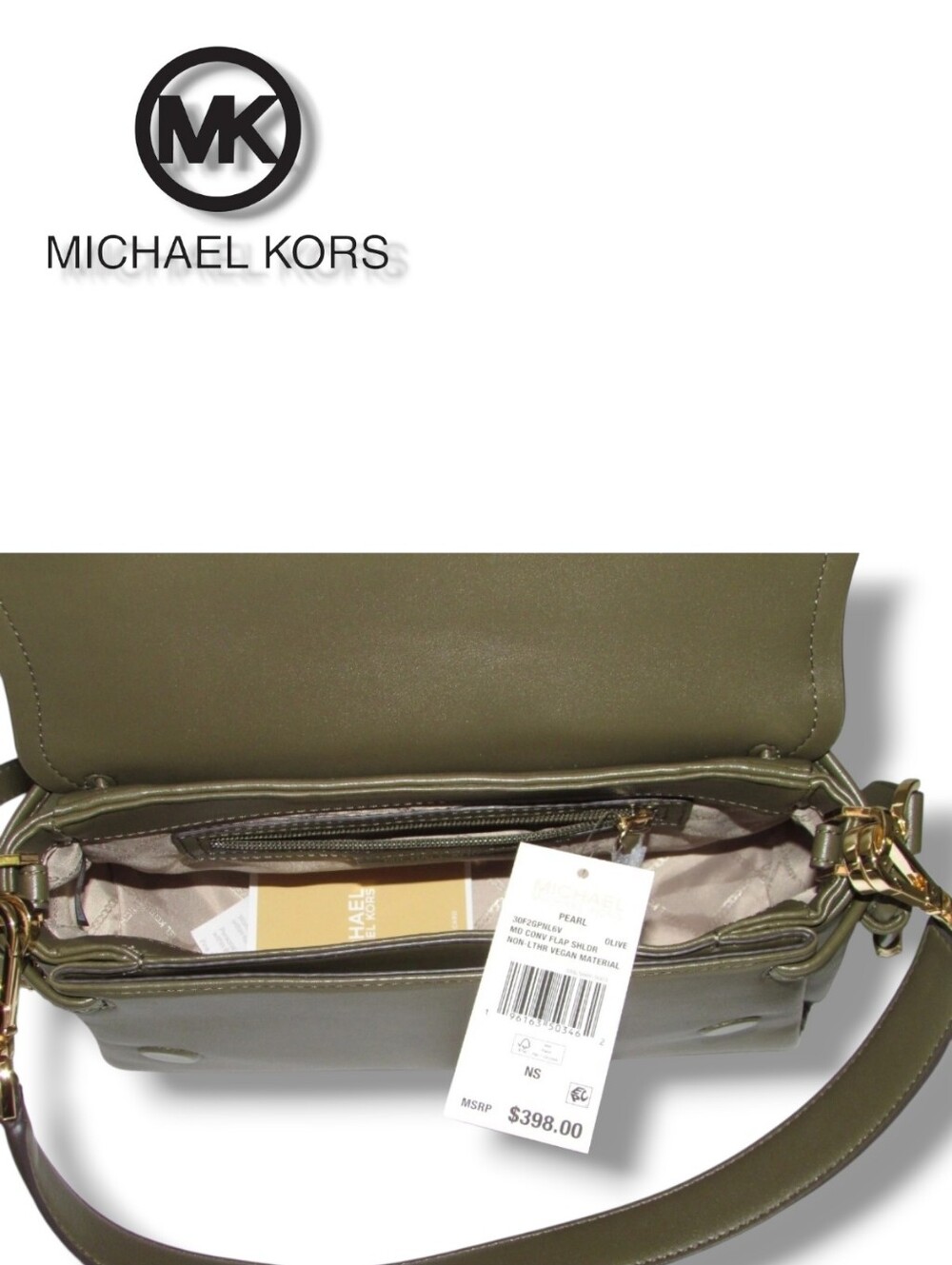 MICHAEL KORS Pearl Vegan Leather Magnetic Flap Two Way Shoulder Crossbody Bag - Picture 16 of 16